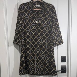 Smith & Quinn Black Mini Dress with Gold Horse Bit Chain-Print